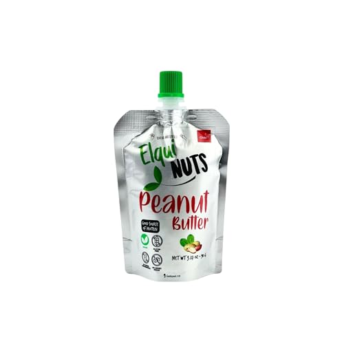 Elqui NUTS - Peanut Butter, 3.17 Oz. Pouch Format, Made With 100% Roasted Peanuts, One Ingredient, NO PALM OIL, Sugar Free, Vegan, Paleo And Keto Frendly, Best for smoothies & shakes(2 Pack)