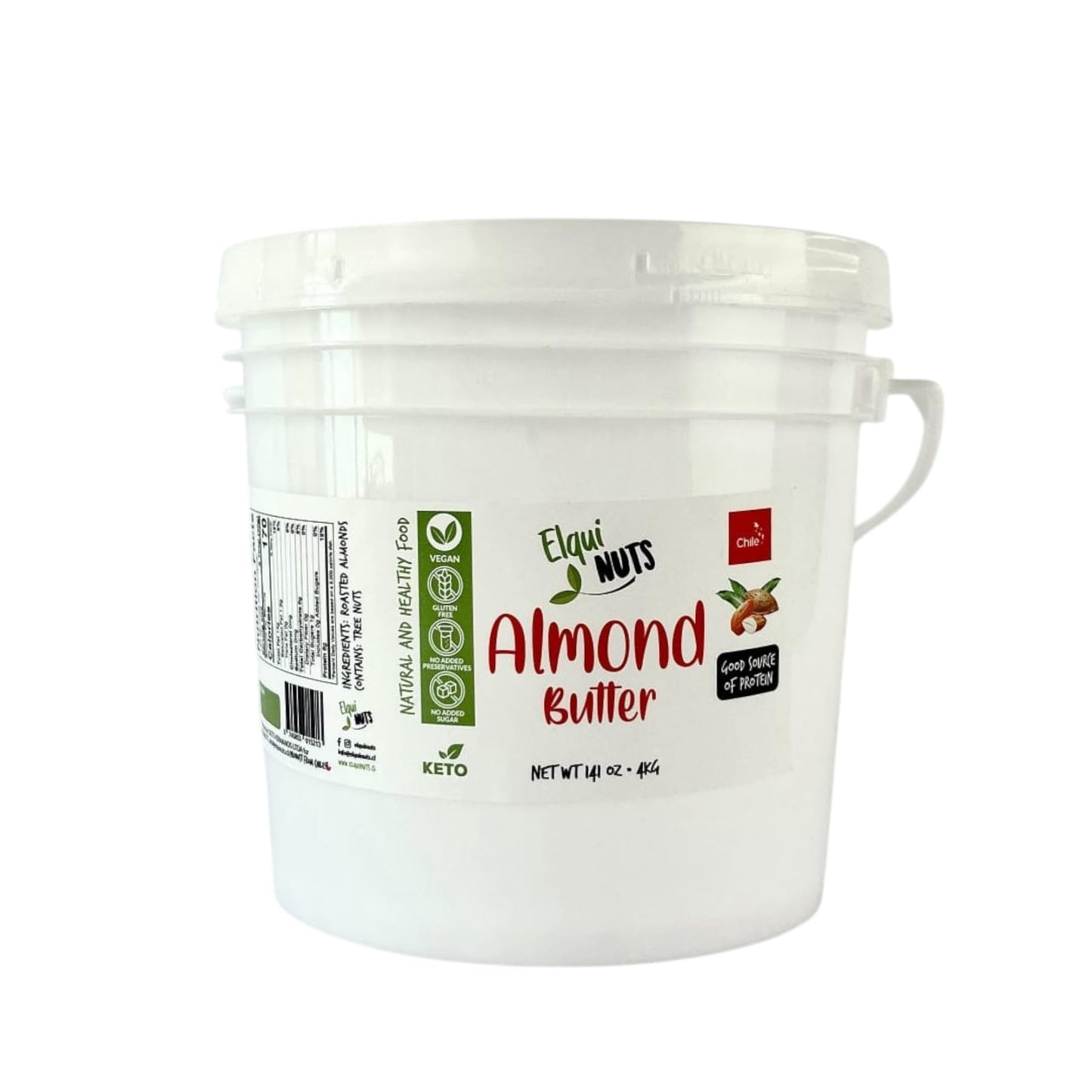 Elqui NUTS - Almond Butter, 141 Oz. Bucket Format, Made With 100% Roasted Almonds, One Ingredient, NO PALM OIL, Sugar Free, Paleo Vegan And Keto friendly