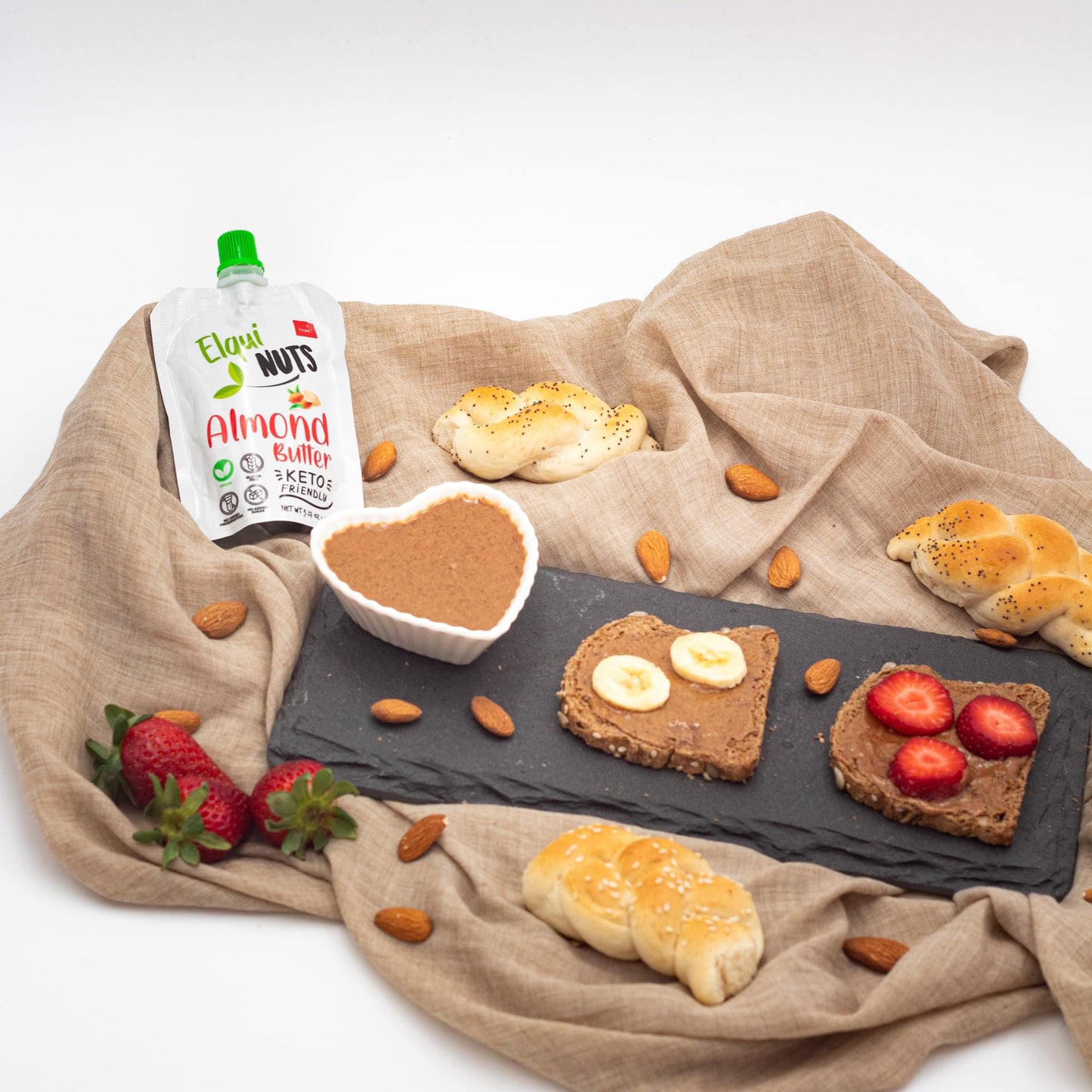 Elqui NUTS - Almond Butter (6 Pack) Pouch Format, Made With 100% Roasted Almonds, One Ingredient, NO PALM OIL, Sugar Free, Vegan, Paleo And Keto Frendly