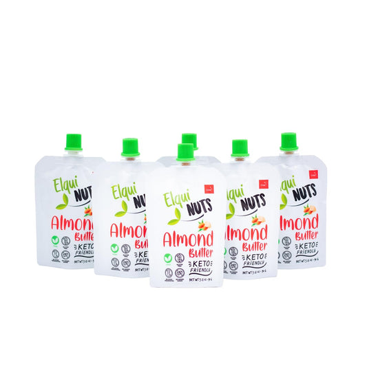 Elqui NUTS - Almond Butter (6 Pack) Pouch Format, Made With 100% Roasted Almonds, One Ingredient, NO PALM OIL, Sugar Free, Vegan, Paleo And Keto Frendly